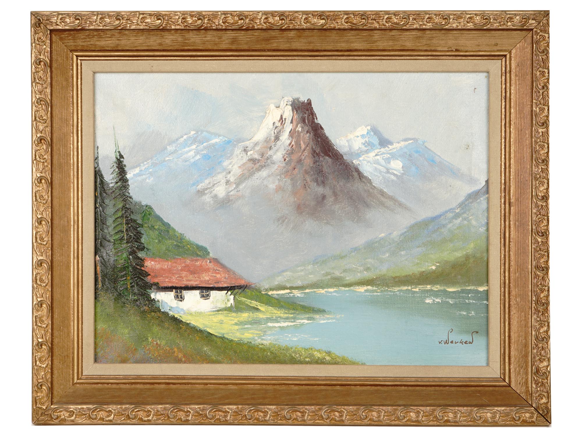 OIL PAINTING MOUNTAIN LANDSCAPE SIGNED BY ARTIST PIC-0